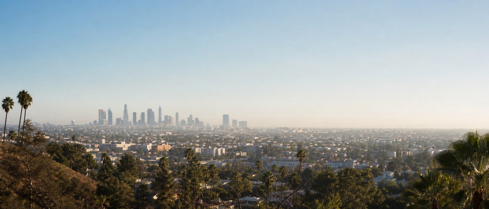 Morning panorama across Los Angeles toward downtown