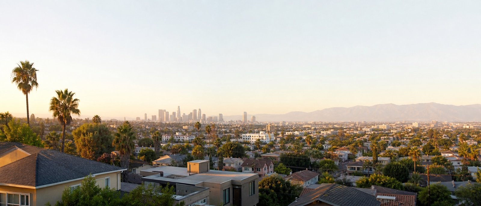 A Los Angeles neighborhood stretching toward the city and mountains